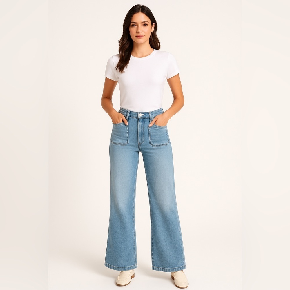 Jordache Women’s Wide-Leg Jeans – Size 8 – Light Wash Denim - Picture 8 of 12